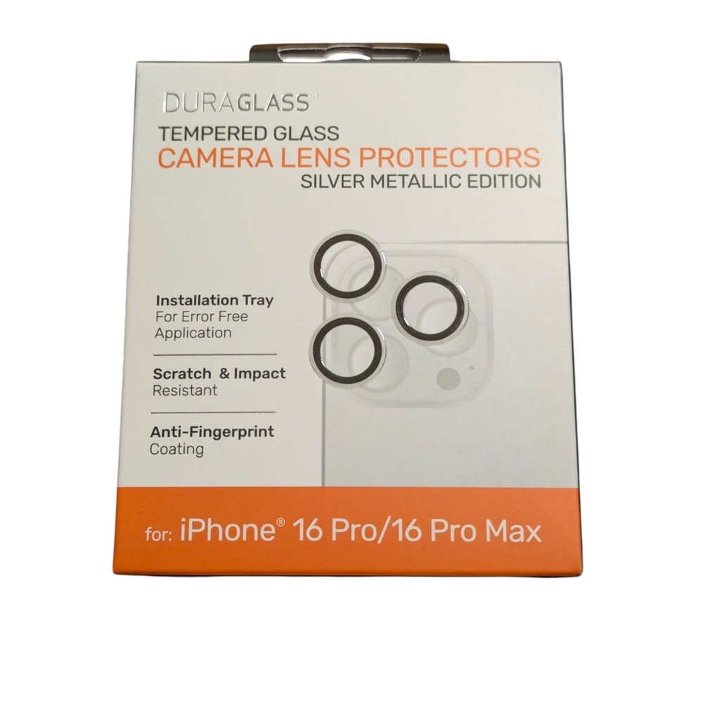 Z9N DuraGlass Silver Metallic Glass Camera Protector - iPhone 16 Pro/16 Pro Max